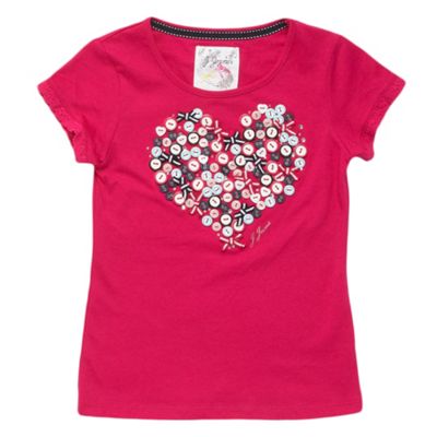 Girls pink button heart t-shirt