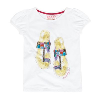 Girls white flip flop print t-shirt