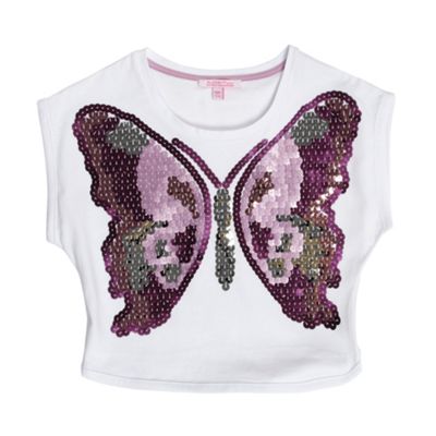 Butterfly by Matthew Williamson Girls white butterfly cropped t-shirt