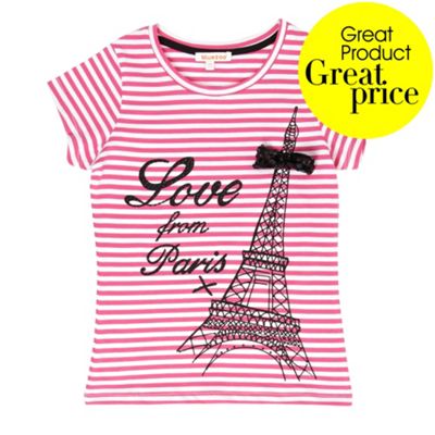 bluezoo Girls dark pink Eiffel Tower t-shirt