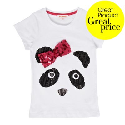 bluezoo White girls panda print t-shirt