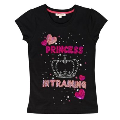 Girls black princess in training t-shirt