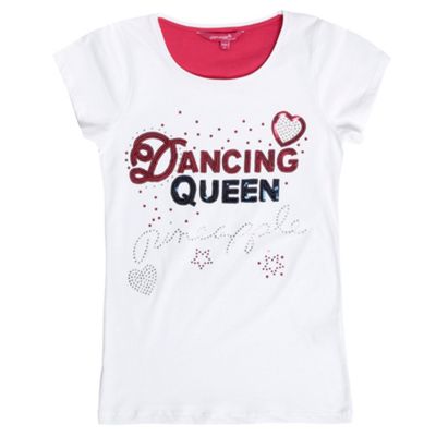 Girls white dancing queen t-shirt