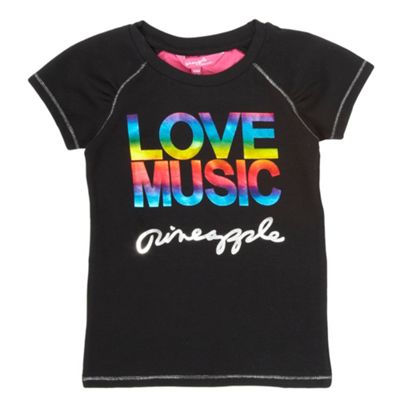 Pineapple Black Love music girls t-shirt