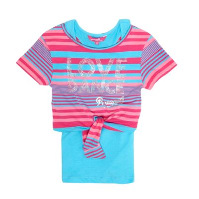 Girls multicolour striped cropped t-shirt set