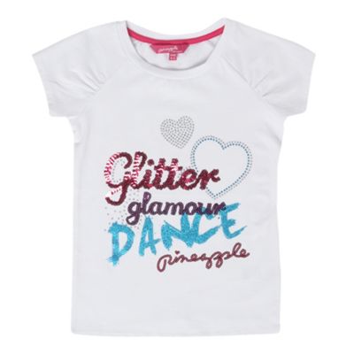 Girls White Glitter Glamour T-shirt