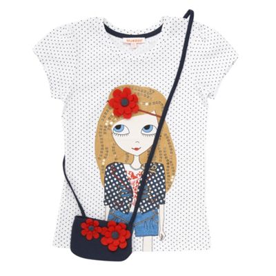 Girls white spotted t-shirt with bag