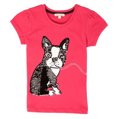 bluezoo Dark pink terrier on lead girls t-shirt