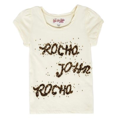 Rocha.John Rocha Girls cream beaded logo t-shirt