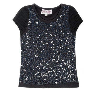 Girls dark grey sequin t-shirt