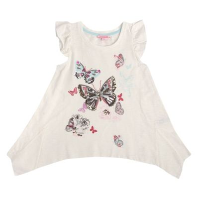 Butterfly by Matthew Williamson Girls white hanky hem butterfly t-shirt