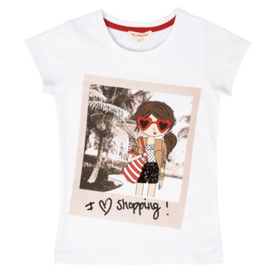 bluezoo Girls white I love shopping t-shirt
