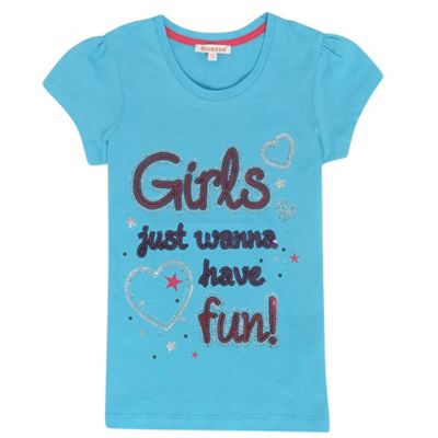 Girls aqua sequinned t-shirt