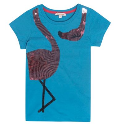 Girls turquoise flamingo t-shirt