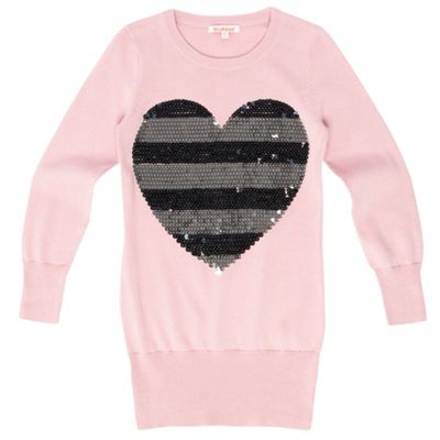 Girls Pale Pink Heart Jumper