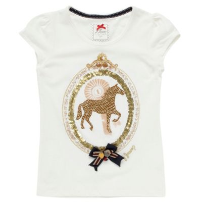 Girls white horse embellished t-shirt