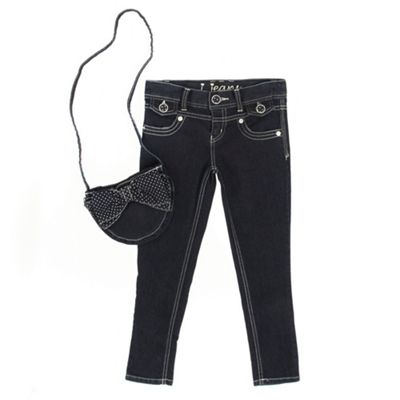Girls dark blue skinny jeans and bag