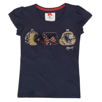 Girls navy handbag t-shirt