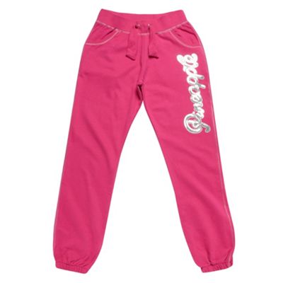 Girls Pink Sequinned Logo Jogging Bottoms