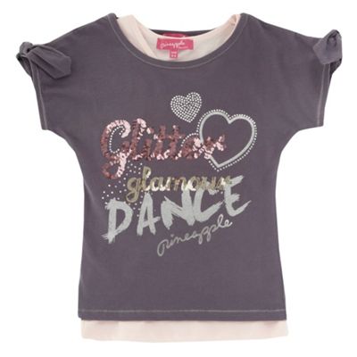 Girls tonal grey two-layer t-shirt