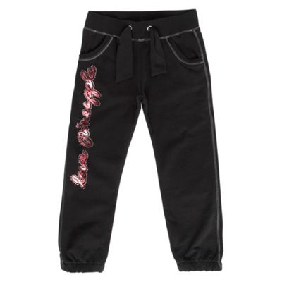 Girls Black Love Pineapple Jogging Bottoms