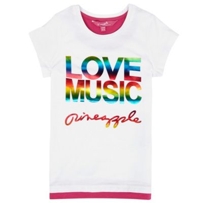 Girls white Love music t-shirt