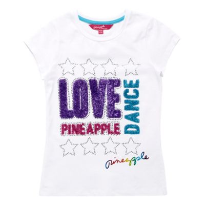 Pineapple Girls white glitter logo t-shirt