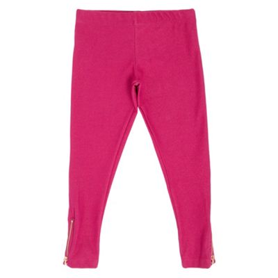 Girls Dark Pink Jersey Leggings