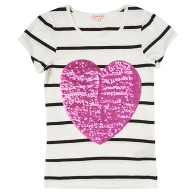 bluezoo Girls off white heart t-shirt