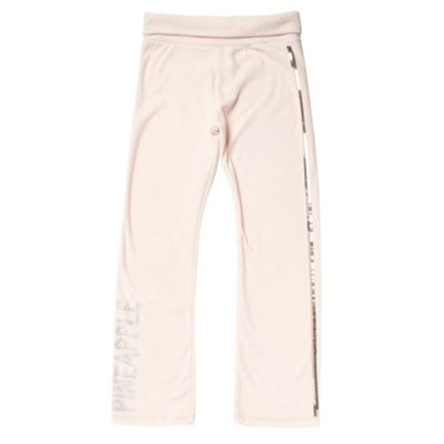 Girls Pale Pink Velour Jogging Bottoms