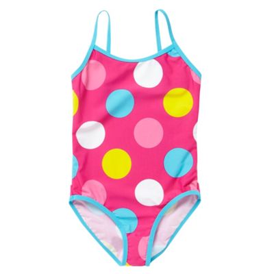 bluezoo Girls pink spot swimsuit