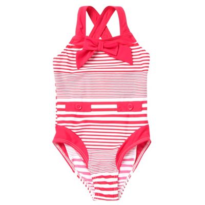 bluezoo Girls pink multi striped swimsuit