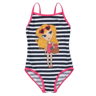 bluezoo Girls navy beach girl swimsuit
