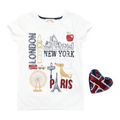 bluezoo Girls off white City graphic t-shirt