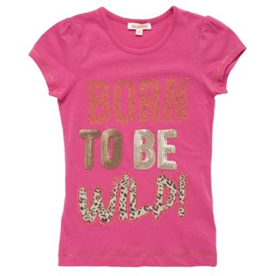 bluezoo Girls pink born to be wild t-shirt