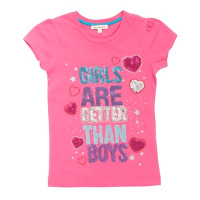 bluezoo Girls dark pink sequin t-shirt
