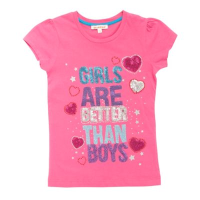 Girls dark pink sequin t-shirt