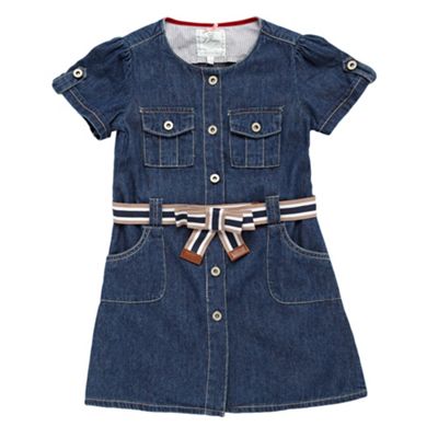 Girls dark blue chambray shirt dress