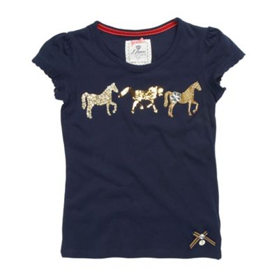 J by Jasper Conran Girls navy horse applique t-shirt