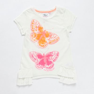 Girls off white butterfly t-shirt
