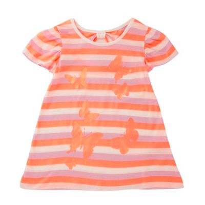 Girls peach neon striped butterfly t-shirt