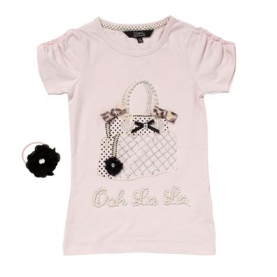 Girls pink embellished t-shirt and hair band