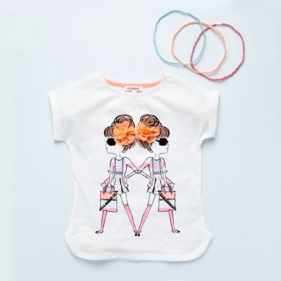 Girls off white sketched t-shirt and hair bands