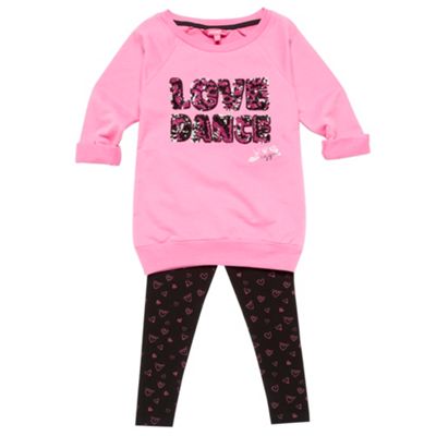 Girls Pink Sweatshirt And Leggings Set