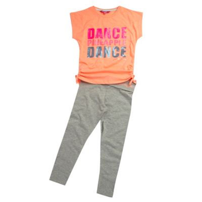 Girls orange and grey top and leggings set