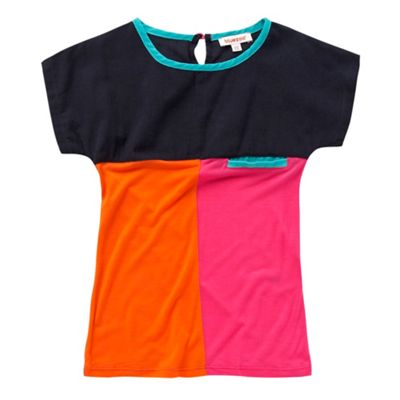 Girls pink colour block t-shirt