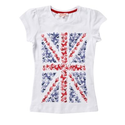 Girls white butterfly flag t-shirt