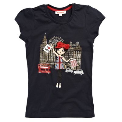 bluezoo Girls black London themed motif t-shirt