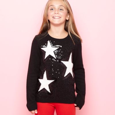 Girl's black star knitted jumper                                                                                                