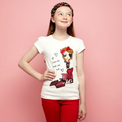 bluezoo Girls off white Loves me t-shirt and headband